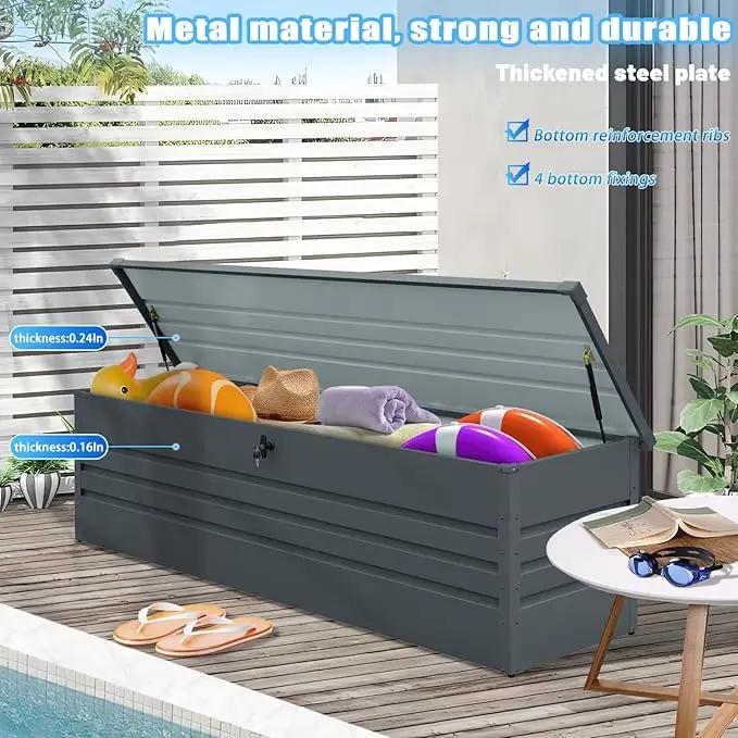 260 Gallon Outdoor Storage Box Waterproof, Extra Large Metal Deck Box and Patio Cushion Box for Storing Gardening Tools, Pool Supplies by GreenHaven Gardens