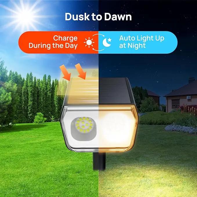 Consciot Solar Spot Lights Outdoor Waterproof, 24 LED Dusk-to-Dawn Solar Spotlight, 2 in 1 Adjustable Wall Lights, Warm White Solar Landscape Spotlights for Garden Yard Wall Walkway, 6 Pack by GreenHaven Gardens