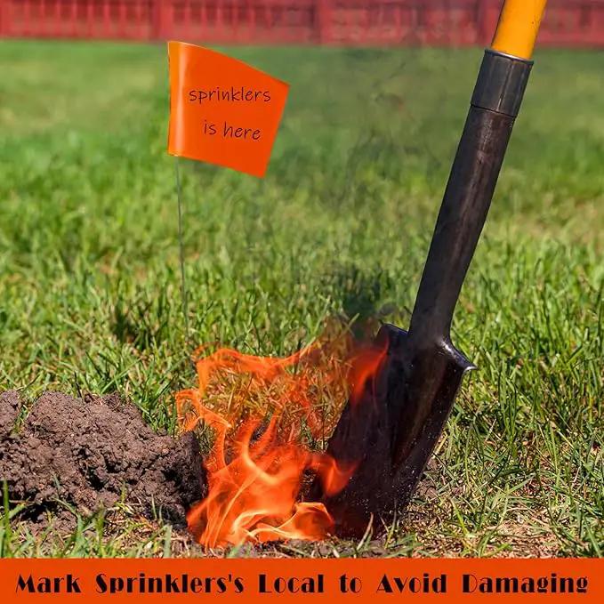 Zozen 100Pack Fluorescent Orange Marking Flags, Writable | Marker Flags - 15x4x5 Inch, Lawn Flags, Landscape Flags, Marker Flags for Lawn, Survey Flags, Irrigation Flags, Sprinkler Flags, Survey Flags. by GreenHaven Gardens