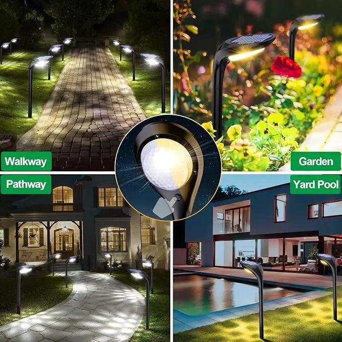JSOT Solar Pathway Lights- 4 Pack Solar Outdoor Lights Waterproof Landscape Lighting Outdoor for Outside Garden Yard Backyard Driveway Walkway, Cool Light & Warm Light by GreenHaven Gardens
