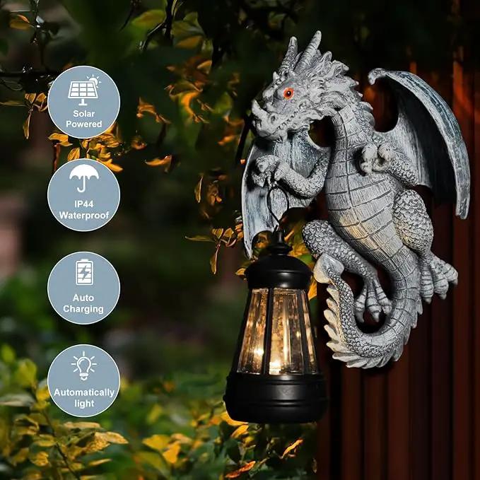 Solar Garden Decor Statues Figurine Dragon Garden Art for Patio Balcony Yard Lawn Unique Birthdays Gifts for Mom Grandma Women Wife Sister by GreenHaven Gardens