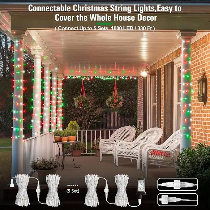 JMEXSUSS 200 LED Red White and Green Christmas Lights Outdoor, 66ft String Lights Indoor Clear Wire, Christmas Tree Lights Plug in for Bedroom Tree Christmas Party Decorations by GreenHaven Gardens