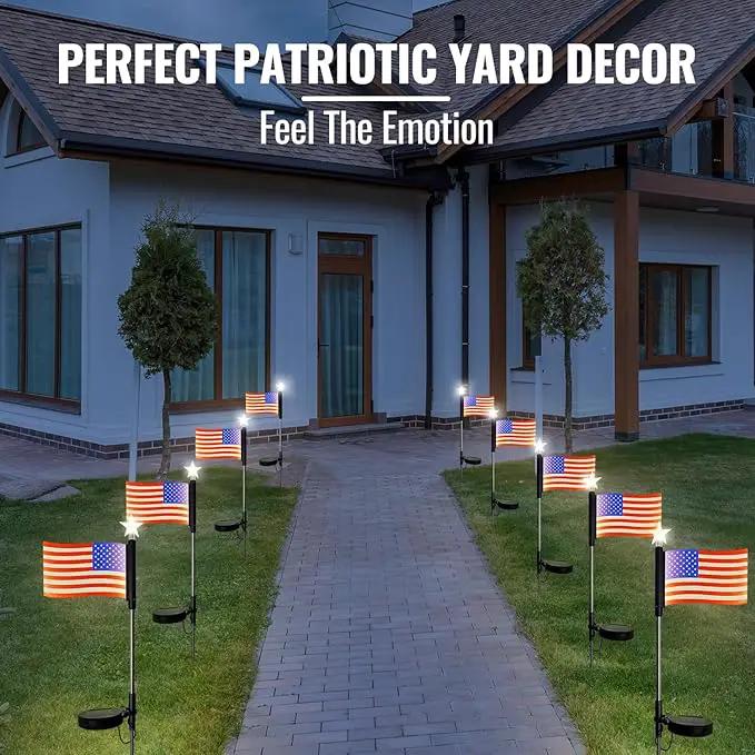 Flumy 4 Pack Solar American Flag Lights Outdoor for Garden, Solar Garden Lights for USA Election Yard Decor, Glowing American Flag Lights Suit for Veterans Day Thanksgiving Day Christmas Decoration by GreenHaven Gardens