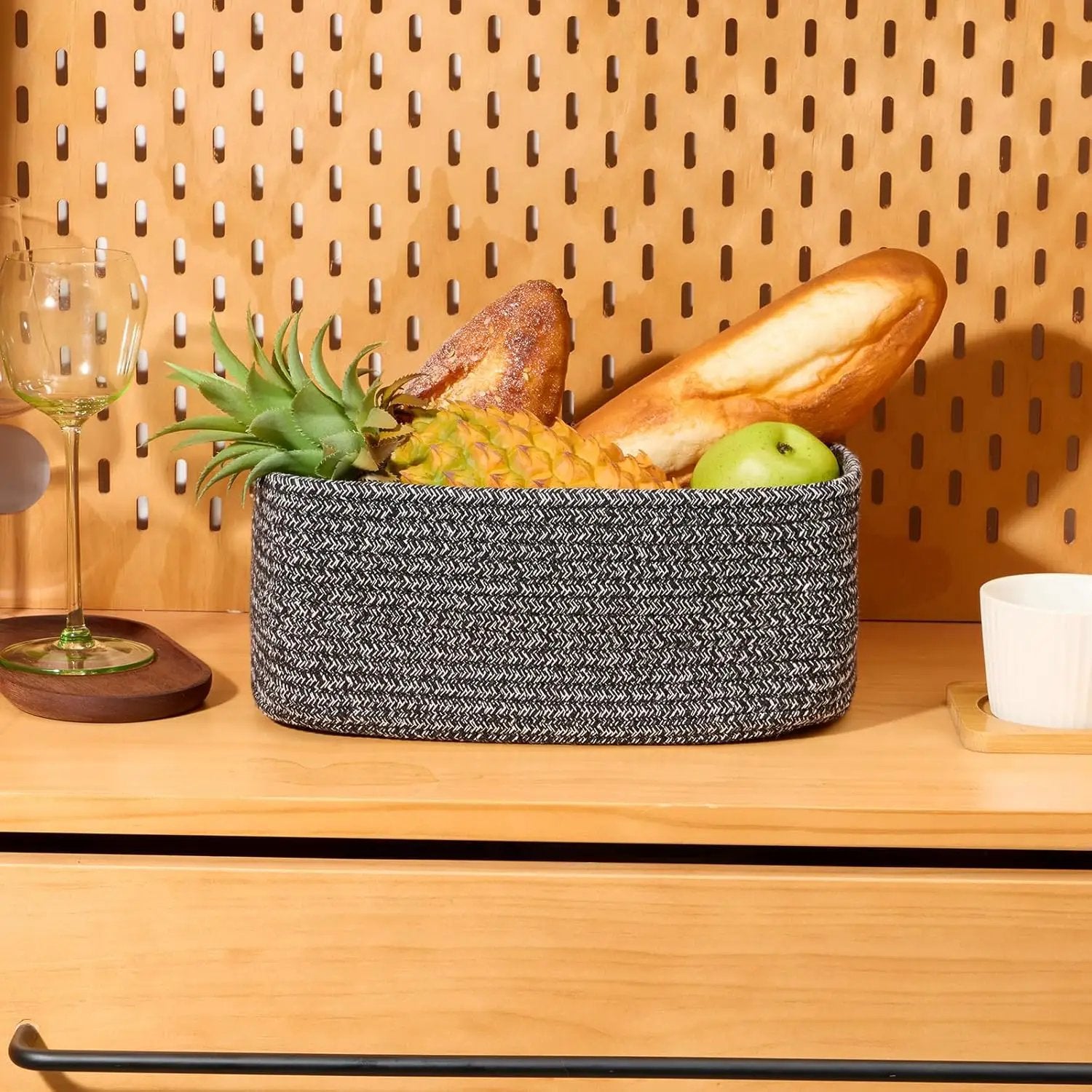 Small Storage Baskets for Organizing | Closet Organizer Bins | Shelf Toy Basket | Woven Rope Baskets | Cube Decorative Box | Shallow Basket | 11.5x7.5x4.7” | 3 Packs Dark Gray by GreenHaven Gardens
