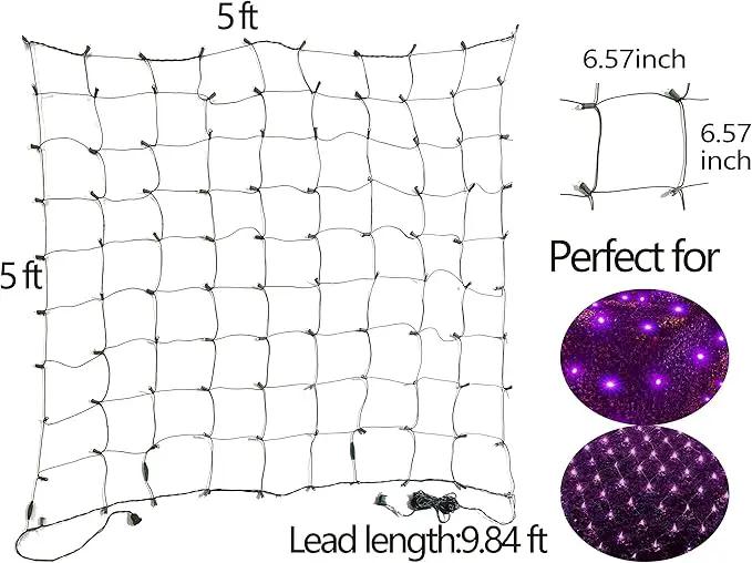 HISHINY Halloween Lights Outdoor,100LED 5ftx5ft Purple Net Lights with Connectable, Waterproof,UL Certified and Durable Green Wire Design for Bushes,Trees, Outdoor Indoor Party Decorations(Purple) by GreenHaven Gardens