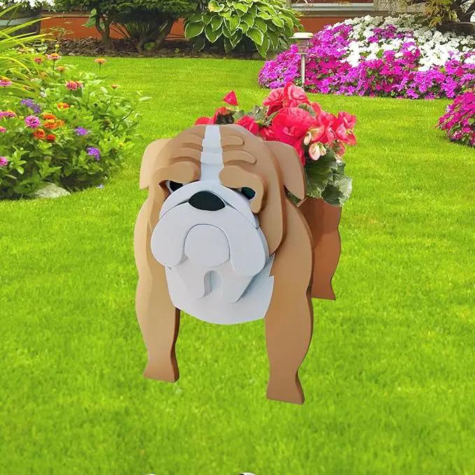 English Bulldog Dog Planter Plant Pots,Cute Garden Dog Flower Planter,Dog Planters Birthday Gifts for Women,Office,Indoor/Outdoor Decor（9.45 * 7.48 * 10.63in） by GreenHaven Gardens