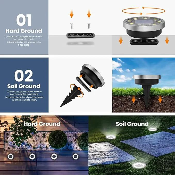 SOLPEX 8 Pack Solar Ground Lights Outdoor Waterproof, Solar Powered Pathway Lights, Landscape Lighting for Garden Walkway Driveway Backyard Decor (Cool White) by GreenHaven Gardens