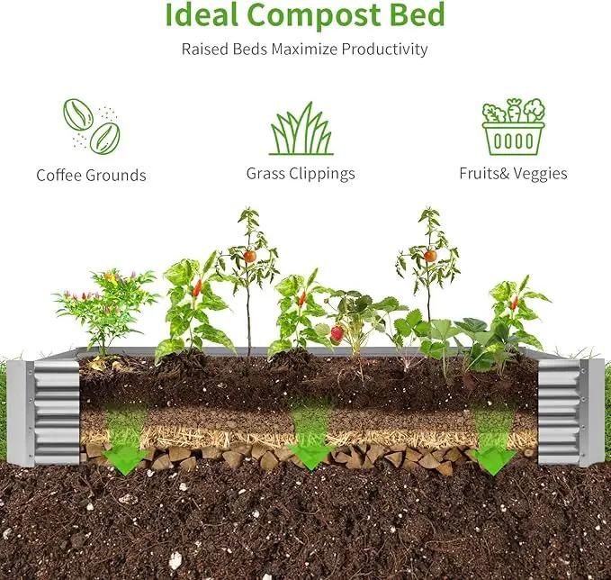 Land Guard 6×3×1ft Galvanized Metal Raised Garden Bed, Metal Planter Kit Box Outdoor for Deep-Rooted Vegetables, Flowers, Green and Herbs…… by GreenHaven Gardens