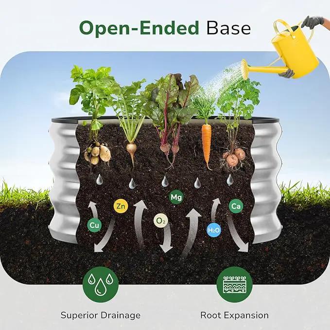 GreatBuddy 2x2x1 ft Round Galvanized Raised Garden Bed, Easy-Assembly Raised Bed with Anti-Cut Gloves & Tools, Rust-Proof Garden Bed for Outdoor, Vegetables, Herbs, Small Trees, Silver by GreenHaven Gardens