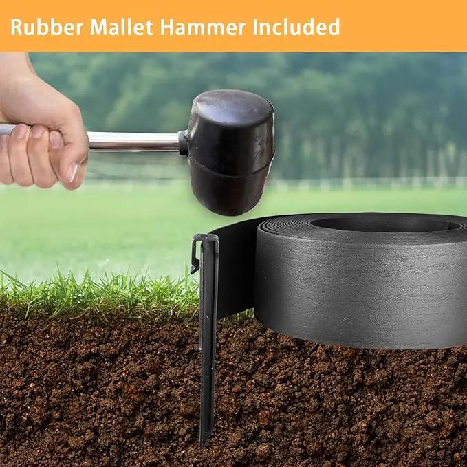 Landscape Edging Kit, Include 4 Inch High 120 Feet Length Terrace Board, 60 Durable Spikes, Edging Pruning Shear, Rubber Mallet Hammer, Black by GreenHaven Gardens