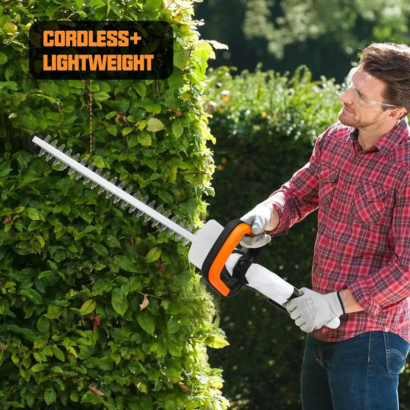 LIGO 20V Cordless Hedge Trimmer | 21" Laser-Cut Blade for Thick Branches | 2.0Ah PowerShare Battery | 4.5 lbs Ultra-Light with Low Vibration | Fast Charger Included by GreenHaven Gardens