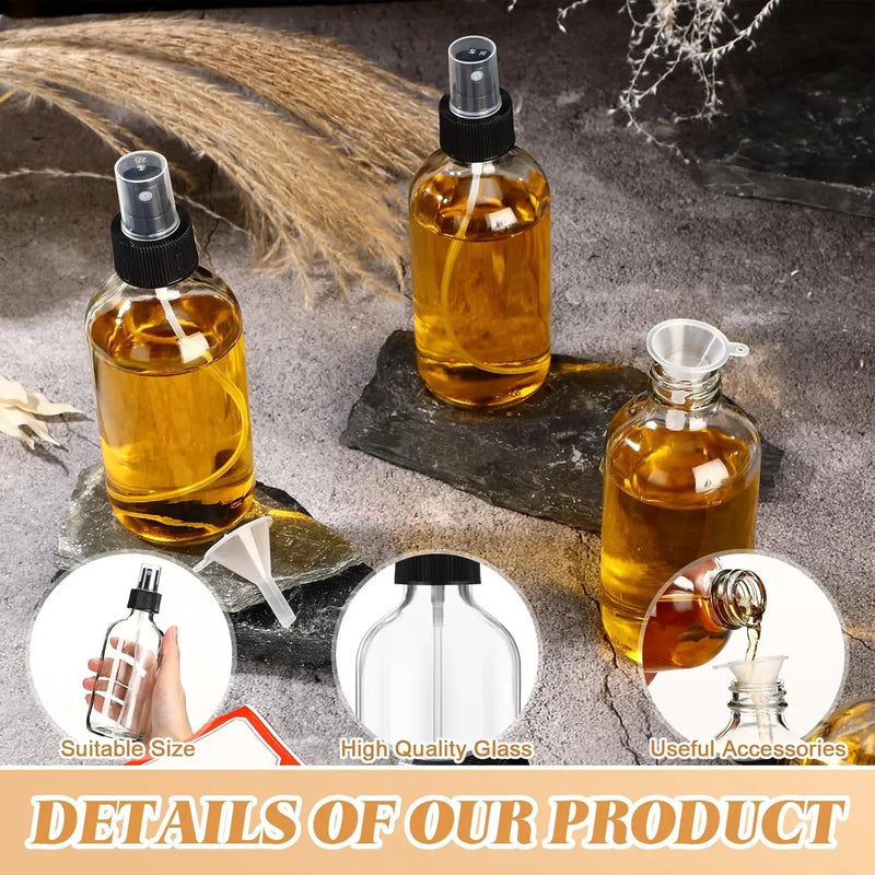 Norme 12 Pcs 8 oz Glass Spray Bottles with Funnels and Labels Refillable Cosmetic Empty Spray Bottles with Sprayer Containers for Essential Oil Cleaning Solutions(Clear,Stylish) by GreenHaven Gardens