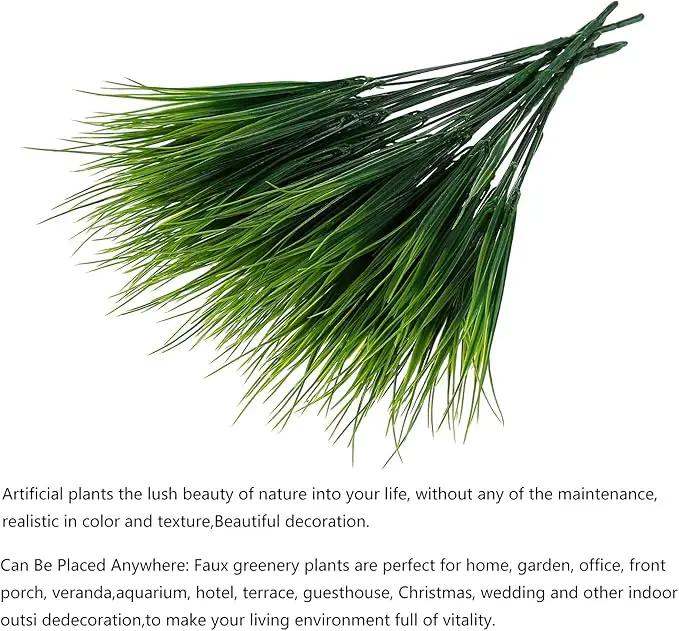 8 Pack Artificial Plants Flowers Grass Shrubs No Fade Faux Plastic Flowers Outdoor for Farmhouse Garden Porch Patio Indoor Wedding Decoration Greenery Fake Plants uv Resistant (3#Green) by GreenHaven Gardens