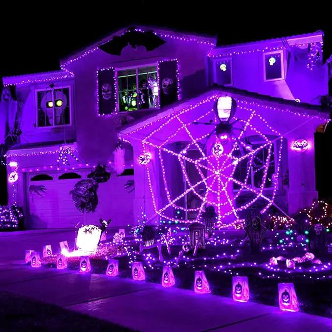 JMEXSUSS 4 Pack Purple Solar String Lights Outdoor Waterproof, 100 LED 33ft Purple Solar Fairy Lights, 8 Modes Copper Wire Christmas Light for Halloween Christmas Garden Yard Tree Decor by GreenHaven Gardens