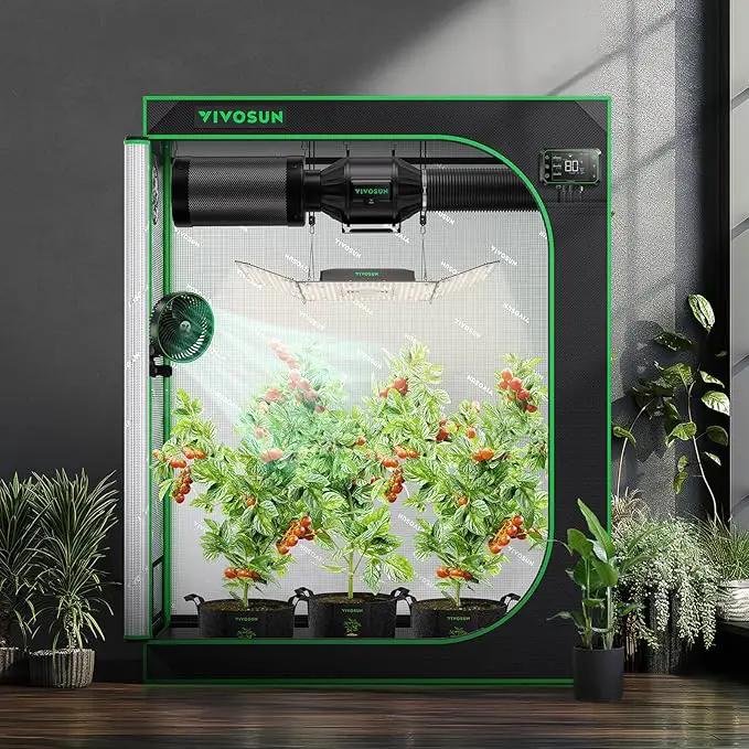 VIVOSUN S425 4x2 Grow Tent, 48"x24"x60" High Reflective Mylar with Observation Window and Floor Tray for Hydroponics Indoor Plant for VS2000 by GreenHaven Gardens