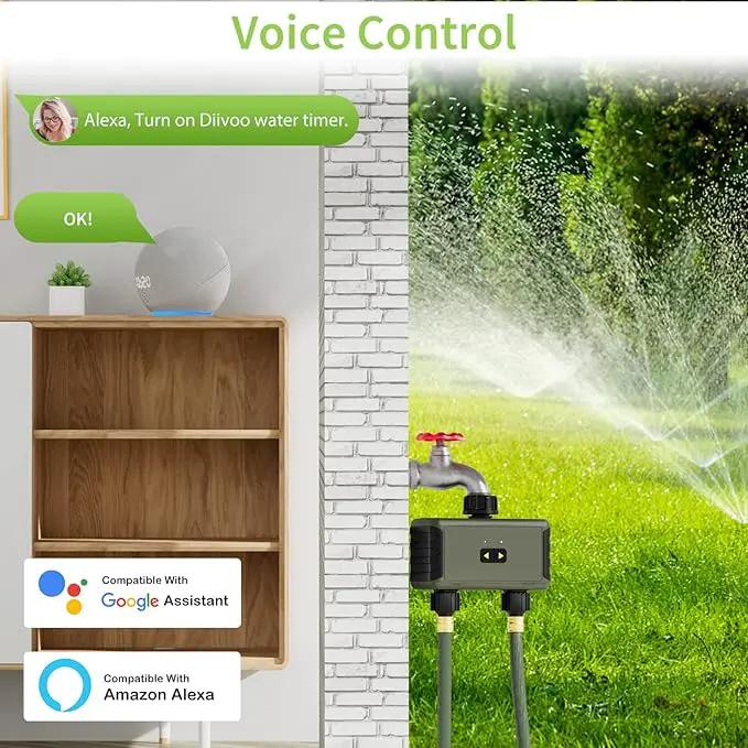 WiFi Sprinkler Timer 2 Zone, Diivoo Smart Water Timer for Garden Hose, Wireless Remote Control Irrigation System with Wi-Fi Hub, Rain Delay and Manual Watering, Leakproof for Yard Lawn Watering by GreenHaven Gardens
