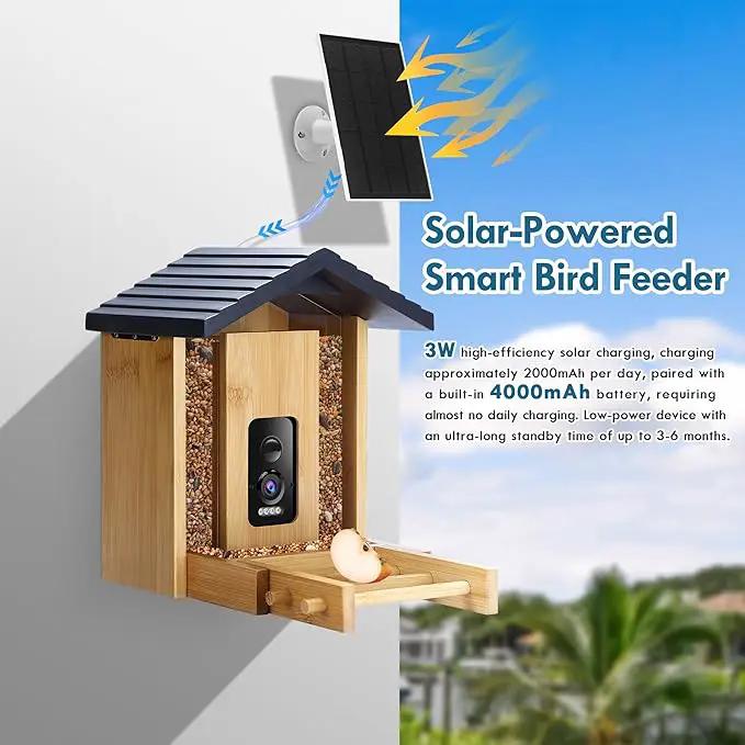 Bird Feeder, 5MP Solar-Powered Smart Bird Feeder with Camera, AI Identifies Birds 10000+, 2.4GHz, Color Night Vision, Instant Notification, Easy to Use, 1.5L Birds Feeders for Outdoor, Yard by GreenHaven Gardens