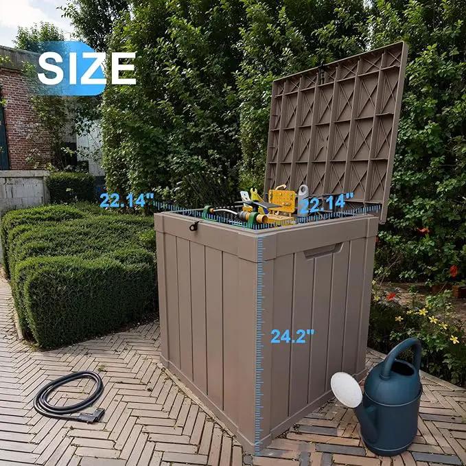 50 Gallon Outdoor Storage Box – Waterproof Deck Box for Garden & Patio,Light Brown by GreenHaven Gardens