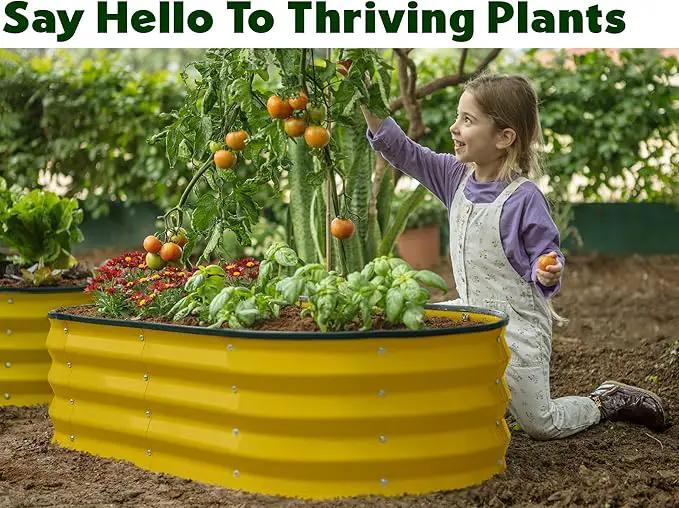 Galvanized Raised Garden Beds Outdoor // 4×2×1 ft (2-Pack) Planter Raised Beds for Gardening, Vegetables, Flowers (Yellow) // Large Metal Garden Box by GreenHaven Gardens