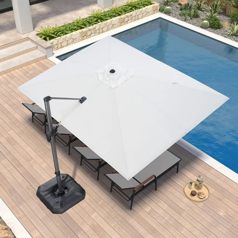 PURPLE LEAF 9' X 11.5' Patio Umbrella Outdoor Cantilever Rectangle Umbrella Aluminum Offset Umbrella with 360-degree Rotation for Garden Deck Pool Patio, White by GreenHaven Gardens