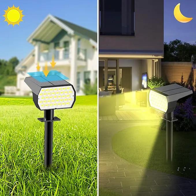 Solar Spot Lights Outdoor, [2 Pack/7 Colors/37 LED] 2-in-1 Solar Landscape Spotlights, IP65 Waterproof Auto On/Off Solar Powered Security Lights for Yard Garden Pathway Walkway by GreenHaven Gardens