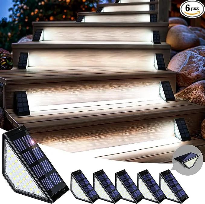 SOLPEX Solar Step Lights for Outside, 24 LEDs Solar Stair Lights Outdoor Waterproof Decor for Porch, Front Door, Stair, Step, Deck, Fence, Balcony, Patio, Wall, Yard, Garden(6 Pack, Cold White) by GreenHaven Gardens