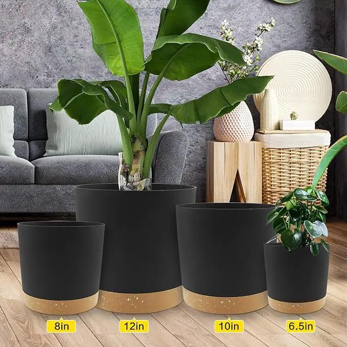 QCQHDU 12 inch Plant Pot, 2 Pack Planters for Indoor Plants with Drainage Holes & Saucer, Outdoor Flower Pots Home Garden Modern Decor by GreenHaven Gardens