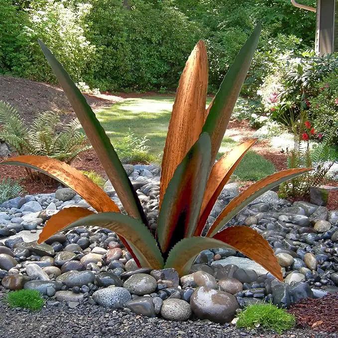 DIY Metal Agave Plant Art Yard Tequila Art Sculpture, Tequila Rustic Garden Sculpture Statue Outdoor Decor,Agave Metal Plants for Yard, Garden Lawn Ornaments (9 Leaves -Green) by GreenHaven Gardens