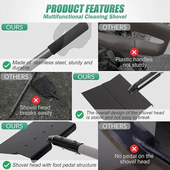 Suchtale Manual Edger Lawn Tool, Multifunctional Garden Cleaning Shovel - Heavy Duty Steel Flat with 54" Adjustable Handle, Gardening Scraper, Outdoor Spade Tool for Weeding, Digging, Ice Removal by GreenHaven Gardens
