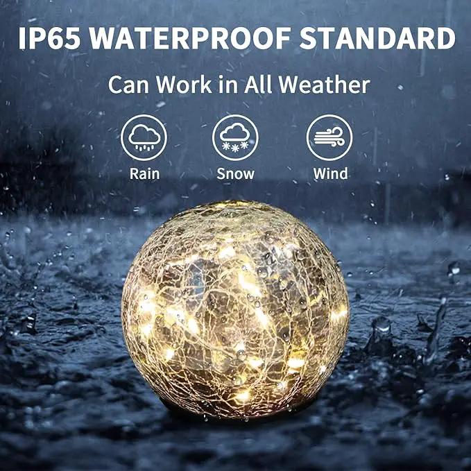 Garden Decoration, Cracked Glass Solar Globe Lights for Yard Pathway Patio Halloween Christmas Outside Decor,Warm White 2 Pack 50 LED(4.7”) by GreenHaven Gardens