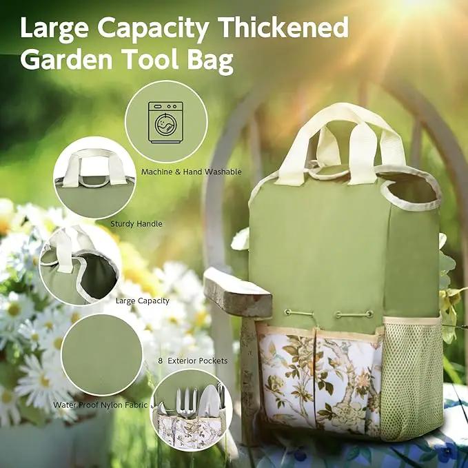 Gardening Tools Set of 12-Piece, Rust-Proof Durable Stainless Steel Gardening Supplies, Heavy Duty Gardening Hand Tools with Floral Storage Bag, Ideal Gardening Gifts for Women and Men by GreenHaven Gardens