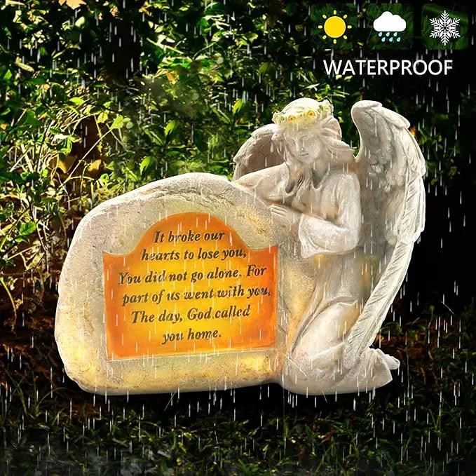 DKJOCKY Solar Angels for Cemetery, Angels Memorial Stone Gifts with Solar LED Light Garden Statues Grave Decorations for Cemetery, Sympathy Gifts for Loss of Loved One by GreenHaven Gardens