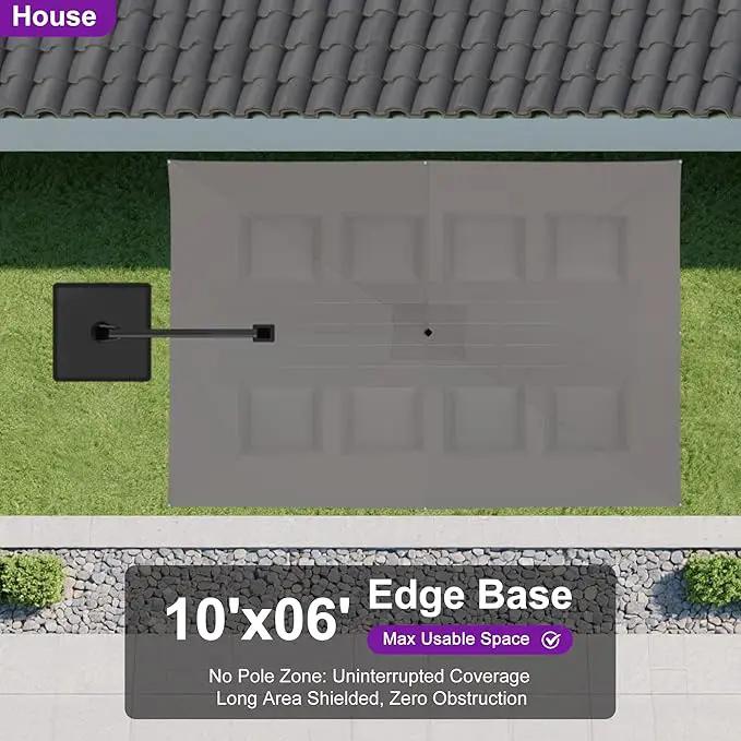 PURPLE LEAF 10' X 6.5' Left-right Tilting Outdoor Patio Umbrella Swivel Offset Cantilever Heavy Duty Rectangle Aluminum Umbrella with UV Resistant for Deck Pool Patio Backyard, Ash Mocha by GreenHaven Gardens