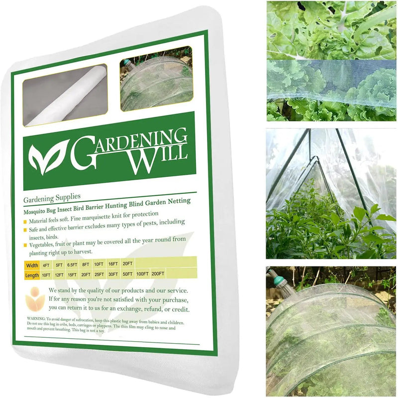 8x30Ft Mosquito Bug Insect Bird Fine Mesh Net Barrier Hunting Blind Garden Screen Netting for Protect Your Plant Fruits Flower by GreenHaven Gardens