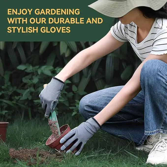 OZERO Women Leather Work Gloves: Touch Screen | Deerskin Garden Gloves with Grip | Ideal for Yard Work, Daily Tasks, Driving by GreenHaven Gardens