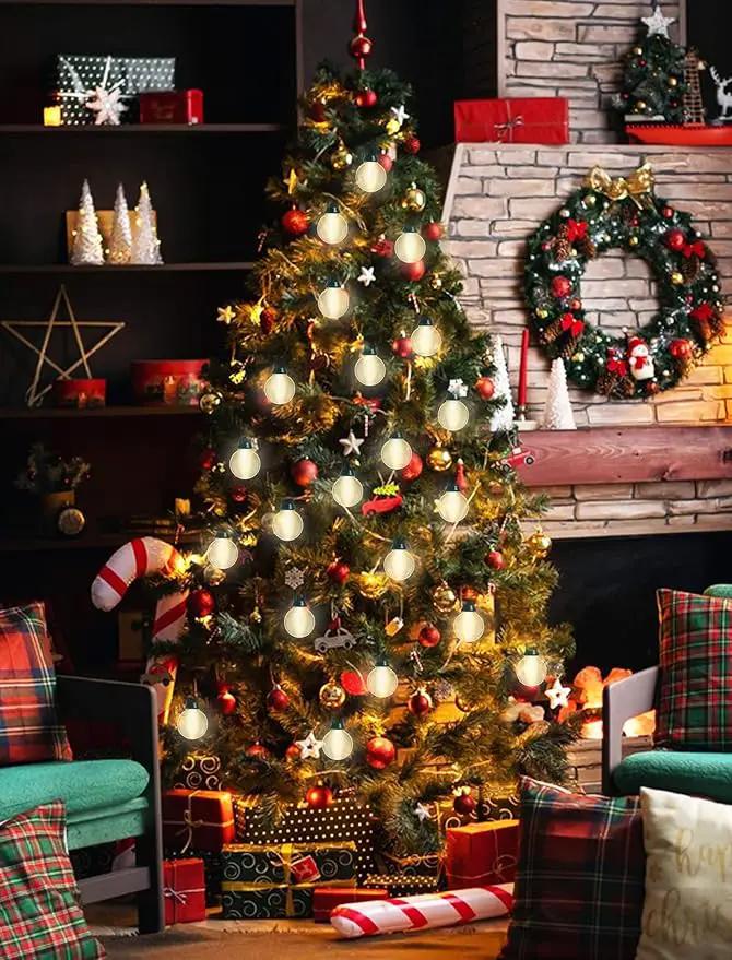 G40 Globe Christmas Lights Outdoor, 25FT Frosted White String Lights with 27 Incandescent Bulbs, Hanging Patio String Lights Waterproof for Indoor Home Garden Backyard Holiday Party Xmas Tree Decor by GreenHaven Gardens