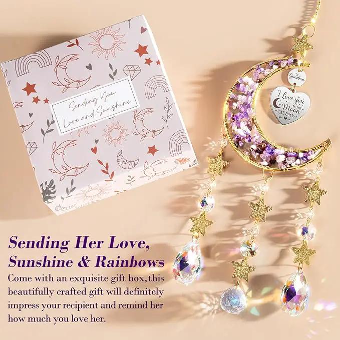 Best Grandma Gifts, for Grandma Nana from Granddaughter Grandchildren Grandkids, Unique Grandma Birthday Gifts for Nana Gigi Grandmother New Grandma Gifts Moon Crystal Suncatcher by GreenHaven Gardens