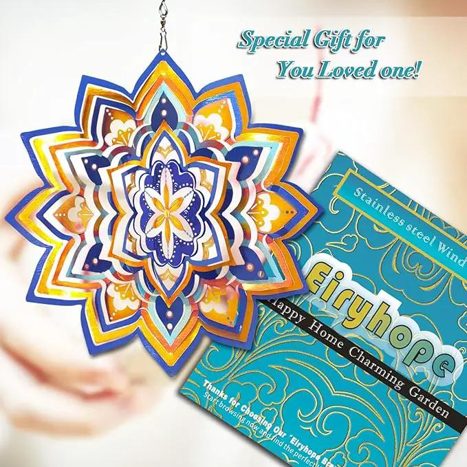 3D Wind Spinner Starry Sky Mandala Wind Spinners Outdoor, Laser Cut Metal Hanging Wind Sculptures, Kinetic Whirling Art Ornament Outside Garden Decoration Yard Decor, Meaningful Gift Ideas by GreenHaven Gardens