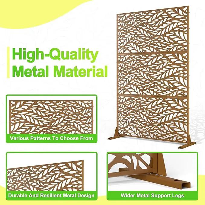 Outdoor Privacy Screen,72" H×47" W Metal Privacy Screen, Freestanding Privacy Fence Panels for Patio by GreenHaven Gardens