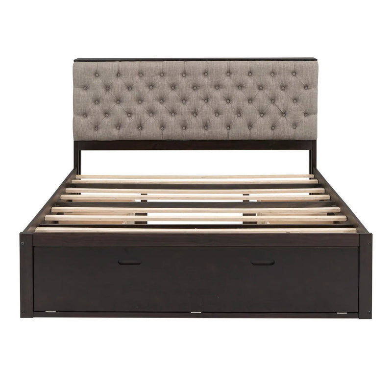 Platform Bed With Storage Headboard, Shoe Rack And 4 Drawers by HouseOfZazla