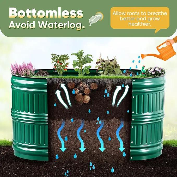 KING BIRD Raised Garden Bed Kit 2025 Upgraded Modular DIY Galvanized Planter Garden Box Outdoor for Gardening, Vegetables, Flowers, Elegant Roman Column Design, 71x24x24 in, Dark Green by GreenHaven Gardens