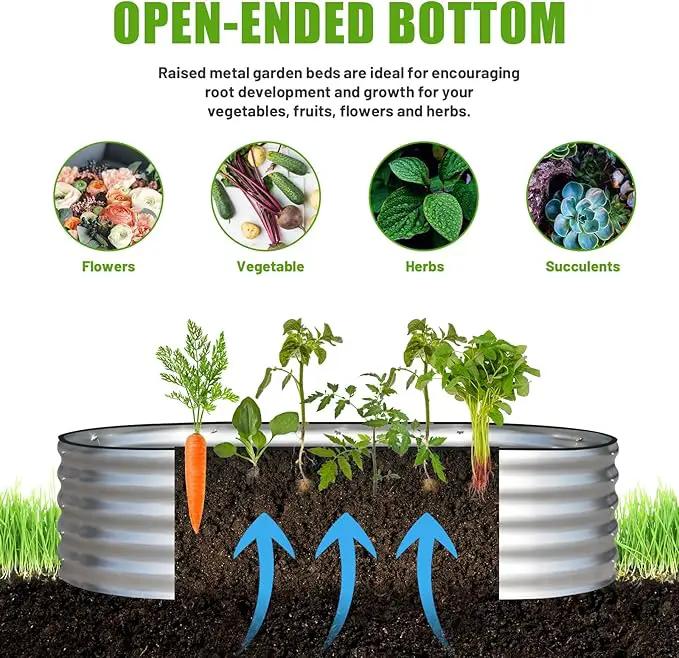 SnugNiture Galvanized Raised Garden Bed, 8x4x1.5ft Oval Metal Planter Box for Planting Outdoor Plants Vegetables by GreenHaven Gardens