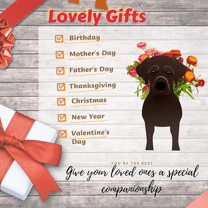 Chocolate Labrador Dog Planter Plant Pots,Cute Garden Dog Flower Planter,Dog Planters Birthday Gifts for Women,Office,Indoor/Outdoor Decor(9.45 * 6.38 * 13.39in) by GreenHaven Gardens