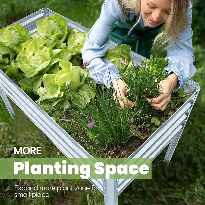 KING BIRD Raised Garden Bed with Legs Galvanized Elevated Planter Box for Backyard, Patio, Balcony, 33.9x17.7x31.5in, Silver by GreenHaven Gardens