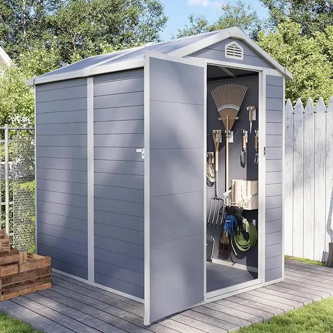 Aoxun 6.3 X 4.2 FT Resin Storage Shed Outdoor Plastic Large Garden Shed with Lockable Door, Floor for Backyard, Garden, Patio, Lawn, Grey (Grey, 6.3 x 4.4) by GreenHaven Gardens
