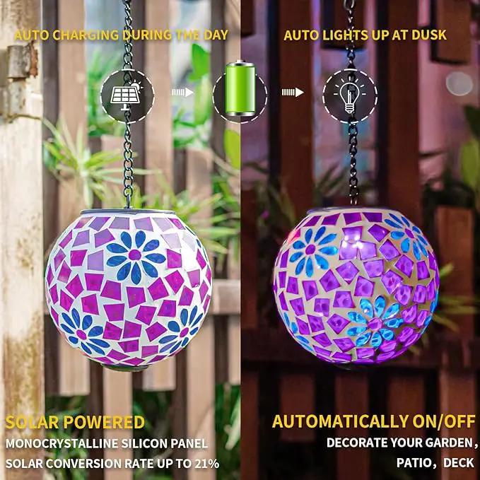 VCUTEKA Hanging Solar Lights Outdoor - Solar Powered Waterproof Landscape Lanterns with Mosaic Design for Patio, Yard, Garden and Pathway Decoration by GreenHaven Gardens