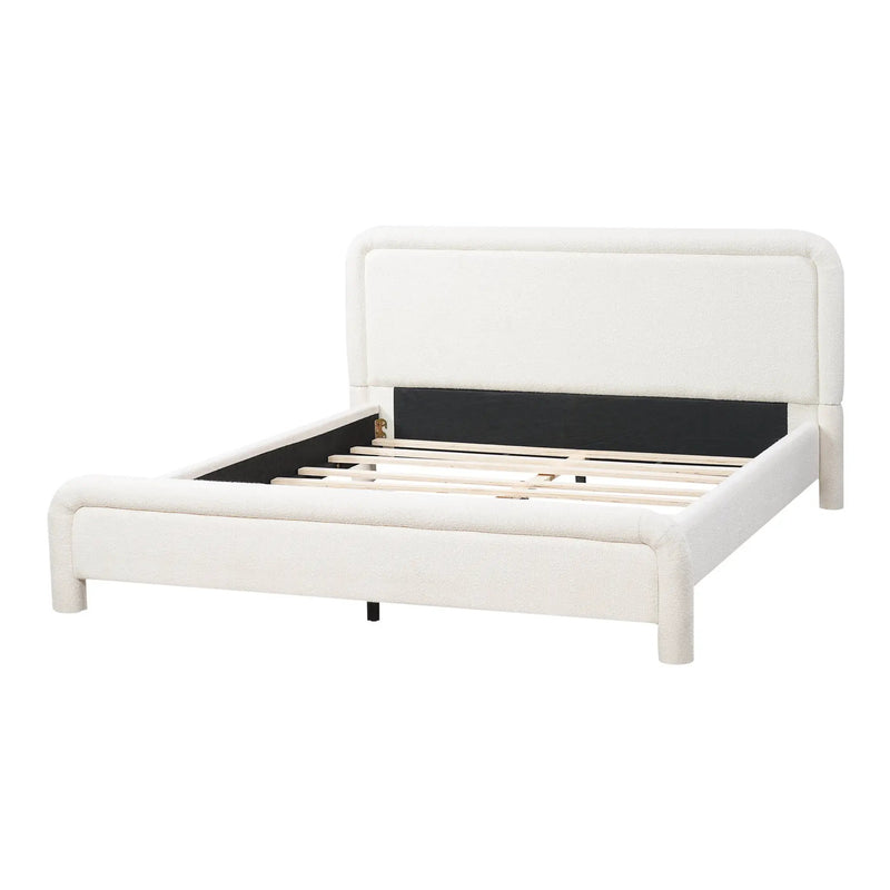 Queen Size Upholstered Platform Bed Frame with Curved Headboard by HouseOfZazla