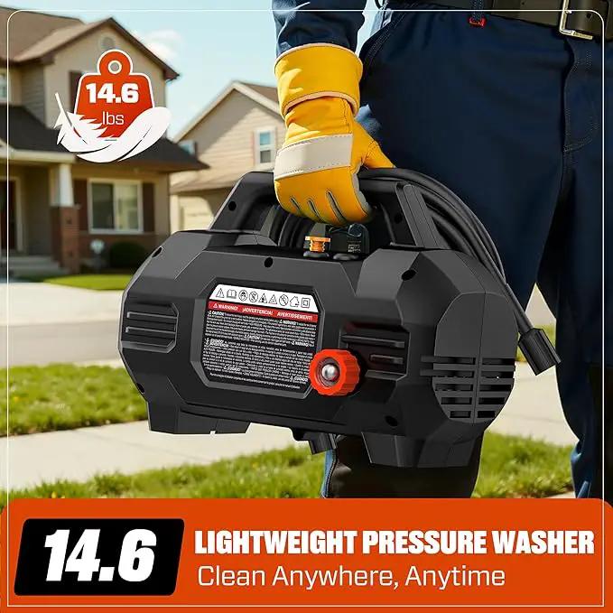 SENIX 13 Amp Electric Pressure Washer - 2100 PSI MAX, 1.2 GPM, Compact with Foam Cannon, Spray Gun, 20-ft Hose, Turbo Nozzle, and 15° Spray Nozzles - Perfect for Cars and Driveways by GreenHaven Gardens