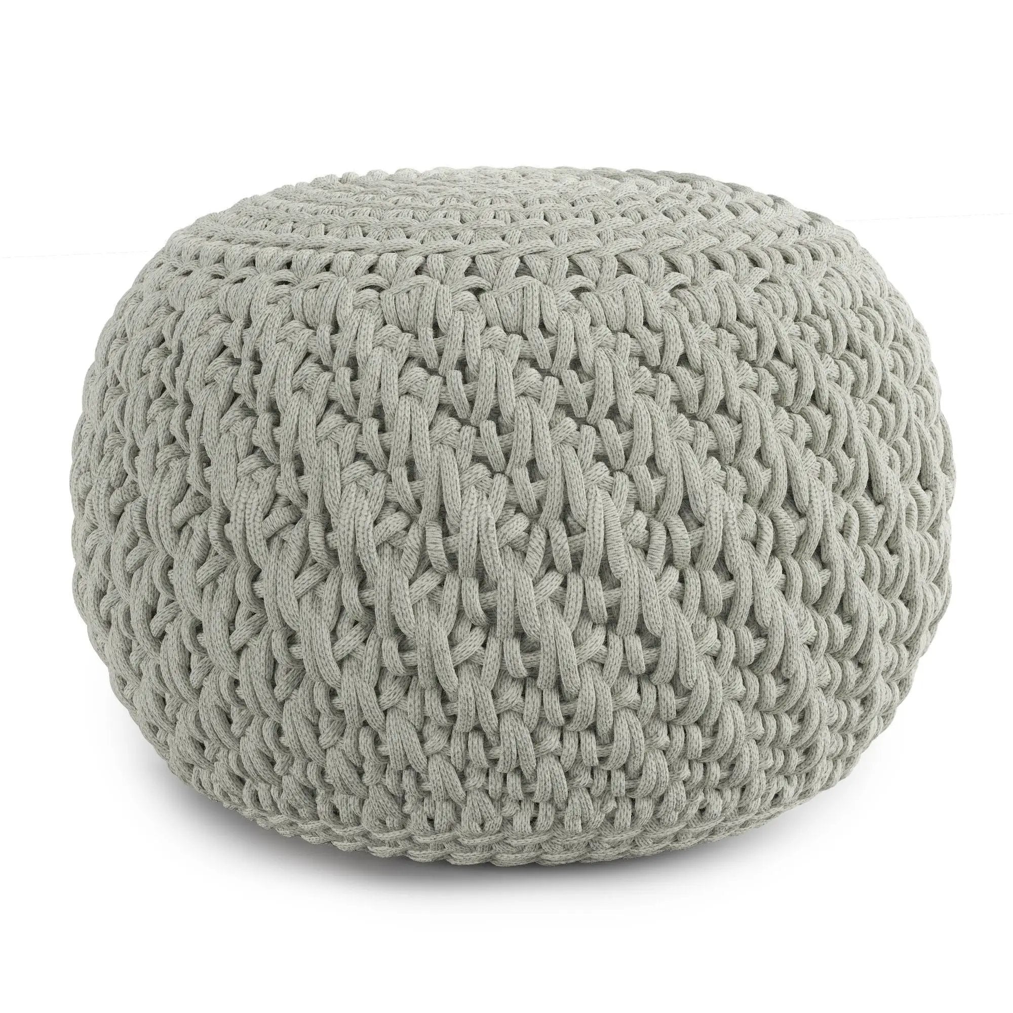 Nisi - Round Knitted Outdoor / Indoor Pouf - Light Gray by HouseOfZazla