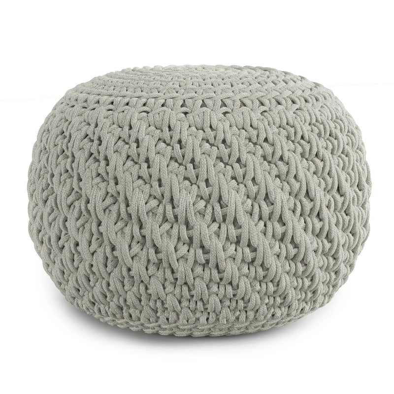 Nisi - Round Knitted Outdoor / Indoor Pouf - Light Gray by HouseOfZazla
